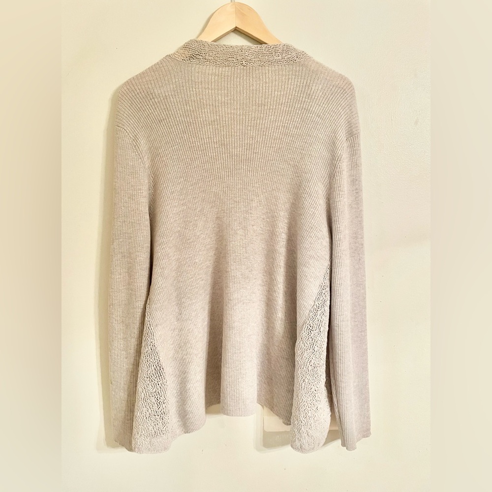 Eileen Fisher Women's 100% Wool Beige Knit Open Front Cardigan SzXL Italian Yarn - Picture 2 of 11